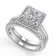 Nathalie Halo Semi Solitaire Round Cut Engagement Ring - Nivetta - Nivetta